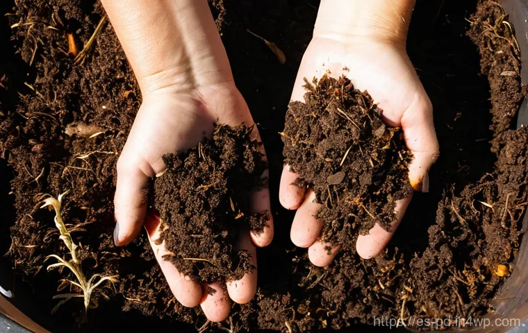 버미컴포스팅에 적합한 토양 유형 - **Prompt 1: Creating the Perfect Worm Bedding**
"A close-up, vibrant image of a gardener's hands...