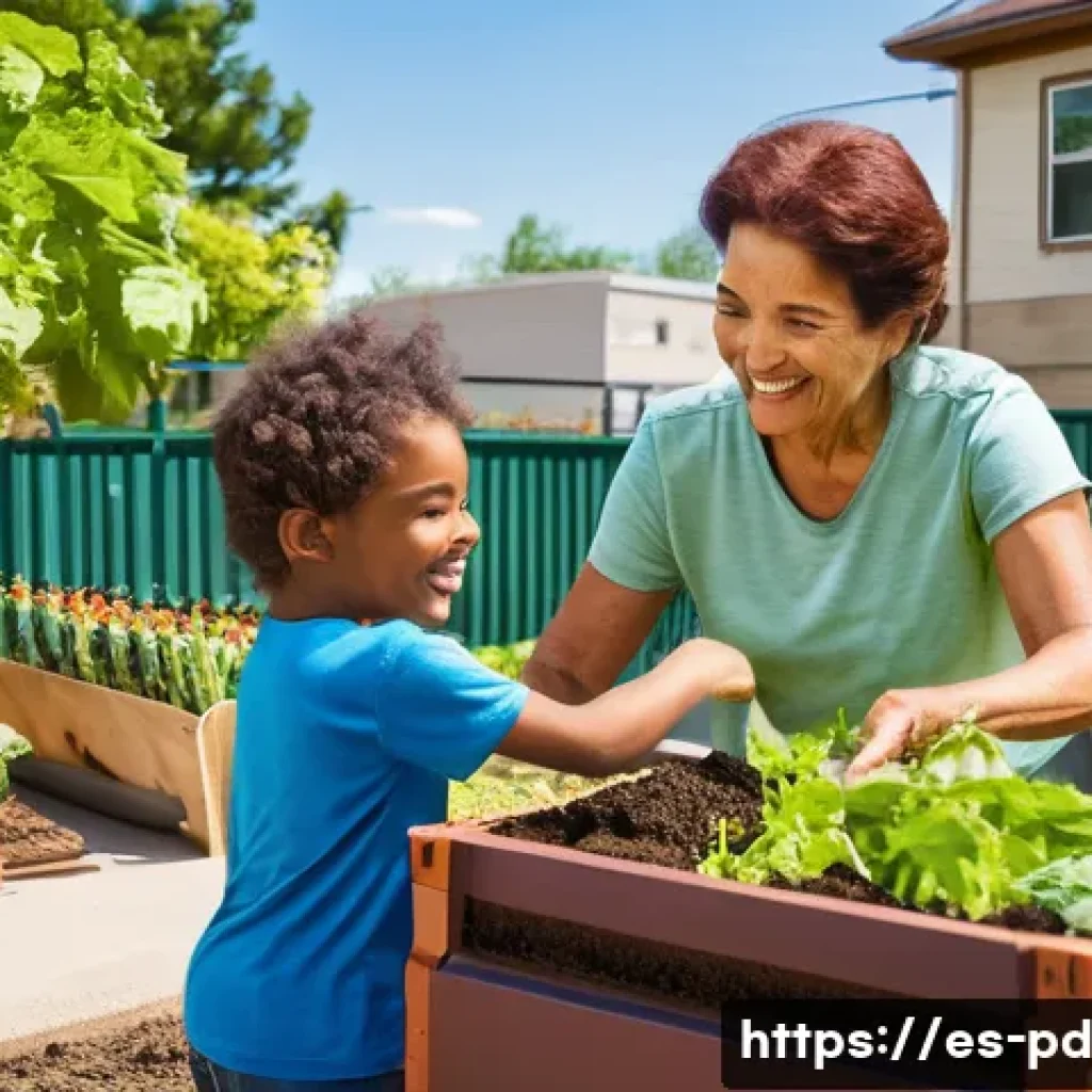 버미컴포스팅의 협업 사례 - **Prompt 1: Community Vermicomposting in an Urban Garden**
"A lively and diverse group of people...