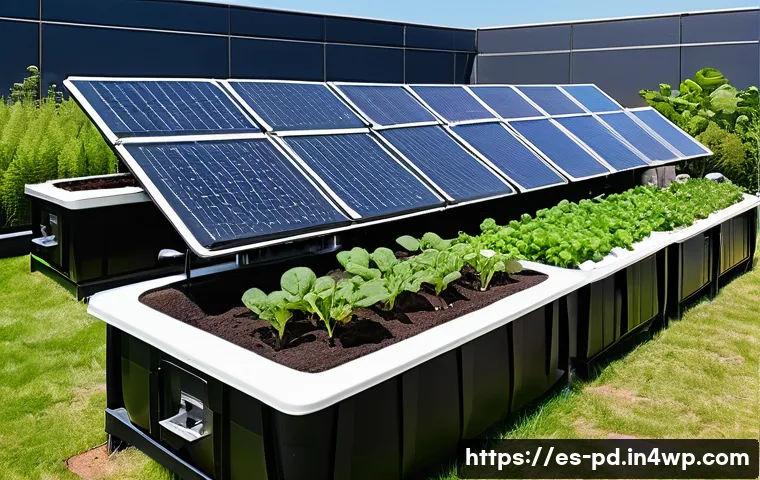 버미컴포스팅의 경영 전략 - A modern vermicomposting facility in a sunny urban rooftop garden setting, featuring large, organize...