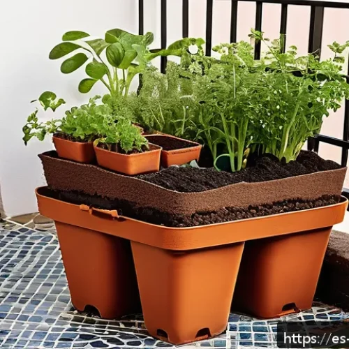 Home 17 버미컴포스팅의 시장 동향 분석 - A vibrant urban home garden scene in Spain featuring a compact vermicomposting bin made of recycled ...