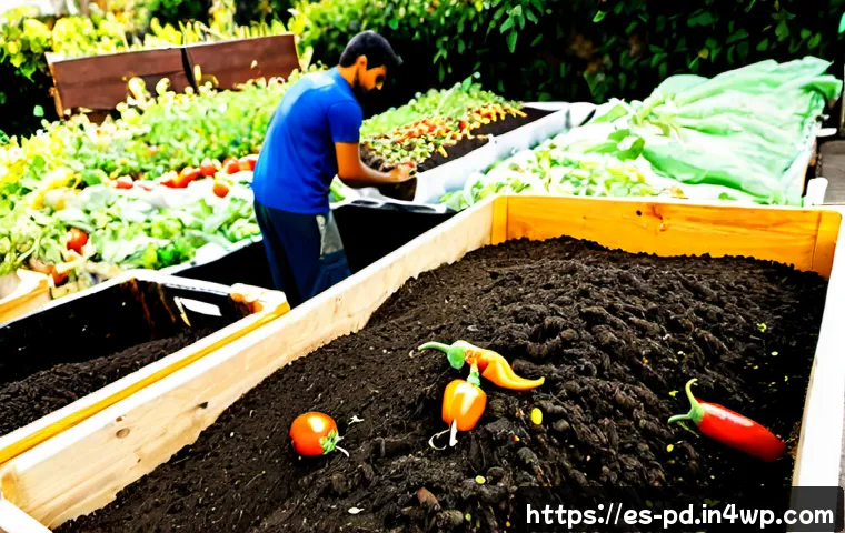 버미컴포스팅의 성공적인 사례 연구 - Photorealistic documentary-style scene of a successful urban vermicomposting project in a sunny comm...
